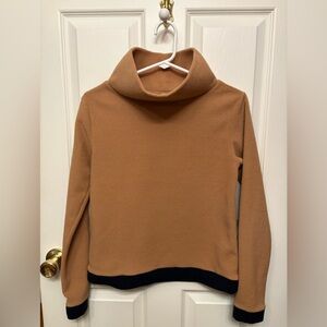 Dudley Stephens Park Slope Vello Fleece Tan with Navy Hem and cuffs